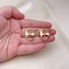 Oro Laminado Stud Earring, Gold Filled Style Puff Mariner Design, Polished, Golden Finish, 02.163.0224