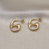 Oro Laminado Stud Earring, Gold Filled Style Puff Mariner Design, Polished, Golden Finish, 02.163.0224