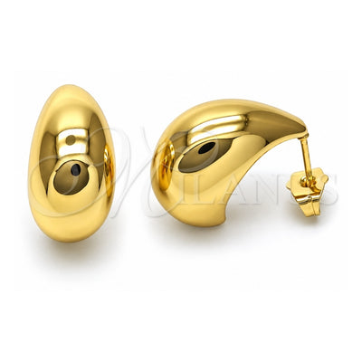 Oro Laminado Stud Earring, Gold Filled Style Ball Design, Polished, Golden Finish, 02.163.0226