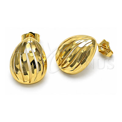 Oro Laminado Stud Earring, Gold Filled Style Polished, Golden Finish, 02.122.0120