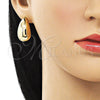 Oro Laminado Stud Earring, Gold Filled Style Teardrop Design, Polished, Golden Finish, 02.122.0122