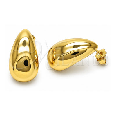 Oro Laminado Stud Earring, Gold Filled Style Teardrop Design, Polished, Golden Finish, 02.122.0122
