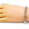 Oro Laminado Fancy Bracelet, Gold Filled Style with White Micro Pave, Polished, Golden Finish, 03.283.0342.07