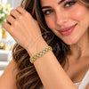 Oro Laminado Fancy Bracelet, Gold Filled Style with White Micro Pave, Polished, Golden Finish, 03.283.0342.07 (09 MM Thickness, 7 Inches Length)