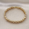 Oro Laminado Fancy Bracelet, Gold Filled Style with White Micro Pave, Polished, Golden Finish, 03.283.0342.07 (09 MM Thickness, 7 Inches Length)
