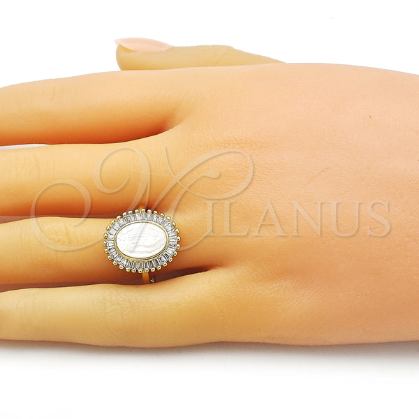 Gold Filled Ring — Multi Stone Ring Guadalupe and Baguette Design with — alternate product view — SKU 154183 | Oro Laminado anillo — Multi Stone Ring Guadalupe and Baguette diseño with — SKU 154183