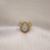 Oro Laminado Multi Stone Ring, Gold Filled Style Guadalupe and Baguette Design, with Ivory Mother of Pearl and White Cubic Zirconia, Polished, Golden Finish, 01.341.0115 (One size fits all)