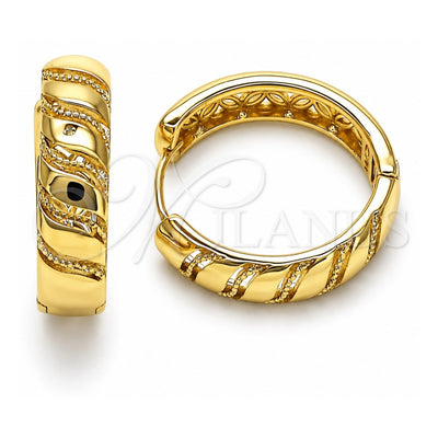 Oro Laminado Huggie Hoop, Gold Filled Style Butterfly Design, Polished, Golden Finish, 02.213.0577.25