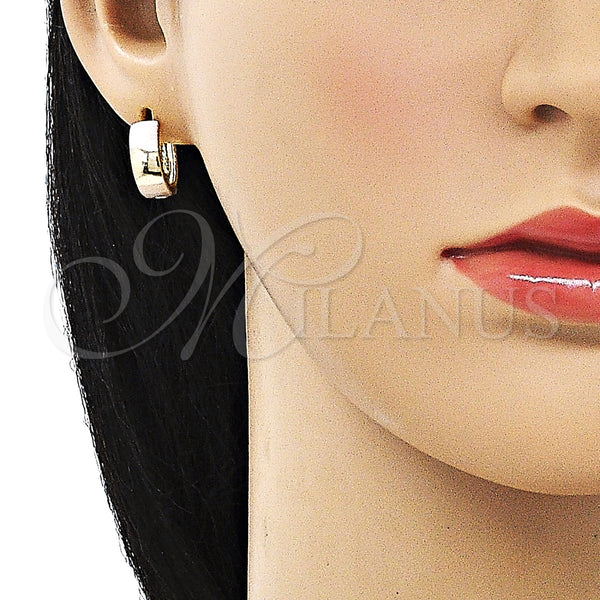 Gold Filled Hoop Earrings — Huggie Hoop Polished Tricolor 02. — alternate product view — SKU 154189 | Oro Laminado aretes de aro — Huggie Hoop pulido Tricolor 02. — SKU 154189