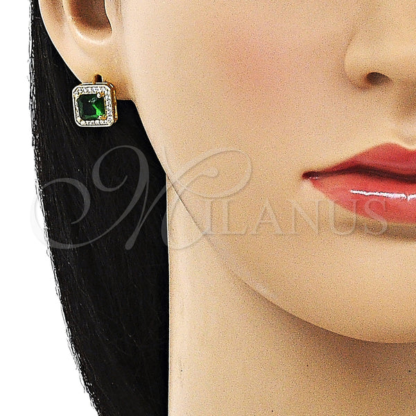 Gold Filled Ring — Leverback Earring with Green Cubic Zirconia and White — alternate product view — SKU 154192 | Oro Laminado anillo — Leverback Earring with Green Cubic Zirconia and blanco — SKU 154192