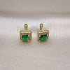 Oro Laminado Leverback Earring, Gold Filled Style with Green Cubic Zirconia and White Micro Pave, Polished, Golden Finish, 02.213.0582