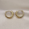 Oro Laminado Huggie Hoop, Gold Filled Style Twist Design, Polished, Golden Finish, 02.213.0534.20