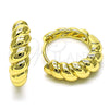 Oro Laminado Huggie Hoop, Gold Filled Style Twist Design, Polished, Golden Finish, 02.213.0534.20