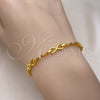 Oro Laminado Fancy Bracelet, Gold Filled Style Hugs and Kisses and Infinite Design, with Multicolor Micro Pave, Polished, Golden Finish, 03.346.0021.07 (05 MM Thickness, 7 Inches Length)