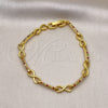 Oro Laminado Fancy Bracelet, Gold Filled Style Hugs and Kisses and Infinite Design, with Multicolor Micro Pave, Polished, Golden Finish, 03.346.0021.07 (05 MM Thickness, 7 Inches Length)