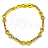 Oro Laminado Fancy Bracelet, Gold Filled Style Hugs and Kisses and Infinite Design, with Multicolor Micro Pave, Polished, Golden Finish, 03.346.0021.07 (05 MM Thickness, 7 Inches Length)