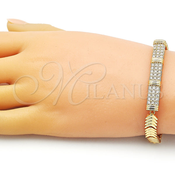 Gold Filled Bracelet — Fancy Bracelet Nameplate Design with White Cubic Zirconia — alternate product view — SKU 154199 | Oro Laminado brazalete — elegante Bracelet Nameplate diseño with blanco Cubic Zirconia — SKU 154199