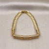 Oro Laminado Fancy Bracelet, Gold Filled Style Nameplate Design, with White Cubic Zirconia, Polished, Golden Finish, 03.346.0022.07 (08 MM Thickness, 7 Inches Length)