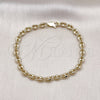 Oro Laminado Fancy Bracelet, Gold Filled Style Puff Mariner Design, Polished, Golden Finish, 03.213.0233.07 (Thickness, 7 Inches Length)