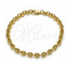 Oro Laminado Fancy Bracelet, Gold Filled Style Puff Mariner Design, Polished, Golden Finish, 03.213.0233.07 (Thickness, 7 Inches Length)