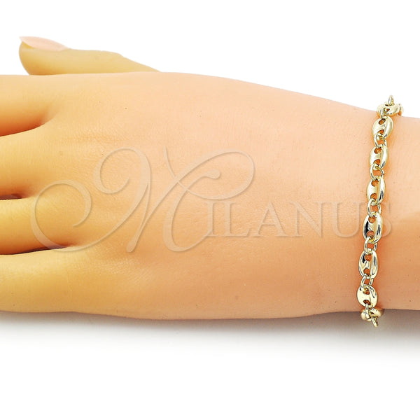Gold Filled Bracelet — Fancy Bracelet Puff Mariner Design Polished 03. Thickness — alternate product view — SKU 154210 | Oro Laminado brazalete — elegante Bracelet Puff Mariner diseño pulido 03. Thickness — SKU 154210