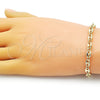Oro Laminado Fancy Bracelet, Gold Filled Style Puff Mariner Design, Polished, Golden Finish, 03.213.0234.07 (06 MM Thickness, 7 Inches Length)