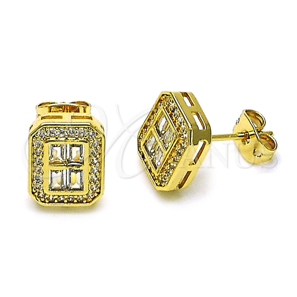 Gold Filled Ring — Stud Earring Baguette Design with White Micro Pave — alternate product view — SKU 154219 | Oro Laminado anillo — Stud Earring Baguette diseño with blanco Micro Pave — SKU 154219