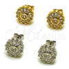 Gold Filled Ring — Stud Earring Baguette and Flower Design with White — alternate product view — SKU 154228 | Oro Laminado anillo — Stud Earring Baguette and flor diseño with blanco — SKU 154228