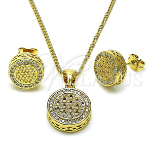 Gold Filled Ring — Earring and Pendant Adult Set with White Micro — main product view — SKU 154230 | Oro Laminado anillo — Earring and Pendant Adult Set with blanco Micro — SKU 154230