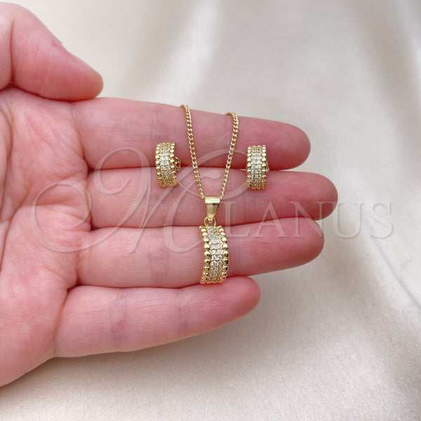 Gold Filled Ring — Earring and Pendant Adult Set with White Micro — alternate product view — SKU 154239 | Oro Laminado anillo — Earring and Pendant Adult Set with blanco Micro — SKU 154239