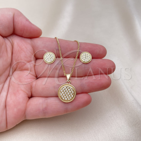 Gold Filled Ring — Earring and Pendant Adult Set with White Micro — alternate product view — SKU 154242 | Oro Laminado anillo — Earring and Pendant Adult Set with blanco Micro — SKU 154242