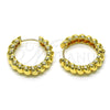 Oro Laminado Huggie Hoop, Gold Filled Style Twist Design, Polished, Golden Finish, 02.195.0237.25