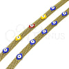 Oro Laminado Fancy Bracelet, Gold Filled Style Evil Eye and Bismark Design, Blue Enamel Finish, Golden Finish, 03.331.0213.08 (08 MM Thickness, 8 Inches Length)