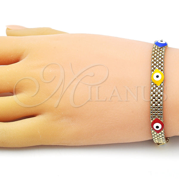 Gold Filled Bracelet — Fancy Bracelet Evil Eye and Bismark Design Multicolor — alternate product view — SKU 154267 | Oro Laminado brazalete — elegante Bracelet Evil Eye and Bismark diseño Multicolor — SKU 154267