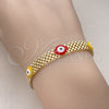 Oro Laminado Fancy Bracelet, Gold Filled Style Evil Eye and Bismark Design, Multicolor Enamel Finish, Golden Finish, 03.331.0213.1.08 (08 MM Thickness, 8 Inches Length)