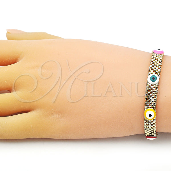 Gold Filled Bracelet — Fancy Bracelet Evil Eye and Bismark Design Multicolor — alternate product view — SKU 154270 | Oro Laminado brazalete — elegante Bracelet Evil Eye and Bismark diseño Multicolor — SKU 154270