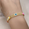 Oro Laminado Fancy Bracelet, Gold Filled Style Evil Eye and Bismark Design, Multicolor Enamel Finish, Golden Finish, 03.331.0215.1.08 (08 MM Thickness, 8 Inches Length)