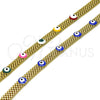Oro Laminado Fancy Bracelet, Gold Filled Style Evil Eye and Bismark Design, Multicolor Enamel Finish, Golden Finish, 03.331.0215.1.08 (08 MM Thickness, 8 Inches Length)