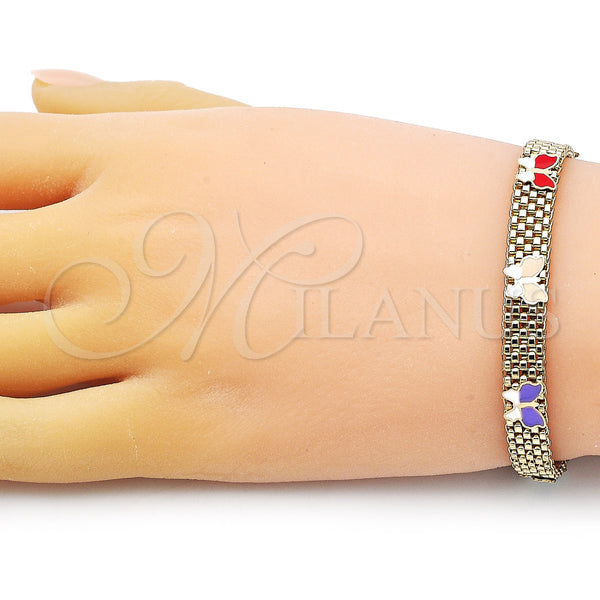 Gold Filled Bracelet — Fancy Bracelet Butterfly and Bismark Design Multicolor Enamel — alternate product view — SKU 154272 | Oro Laminado brazalete — elegante Bracelet Butterfly and Bismark diseño Multicolor Enamel — SKU 154272