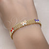 Oro Laminado Fancy Bracelet, Gold Filled Style Butterfly and Bismark Design, Multicolor Enamel Finish, Golden Finish, 03.331.0216.1.08 (08 MM Thickness, 8 Inches Length)