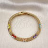 Oro Laminado Fancy Bracelet, Gold Filled Style Butterfly and Bismark Design, Multicolor Enamel Finish, Golden Finish, 03.331.0216.1.08 (08 MM Thickness, 8 Inches Length)