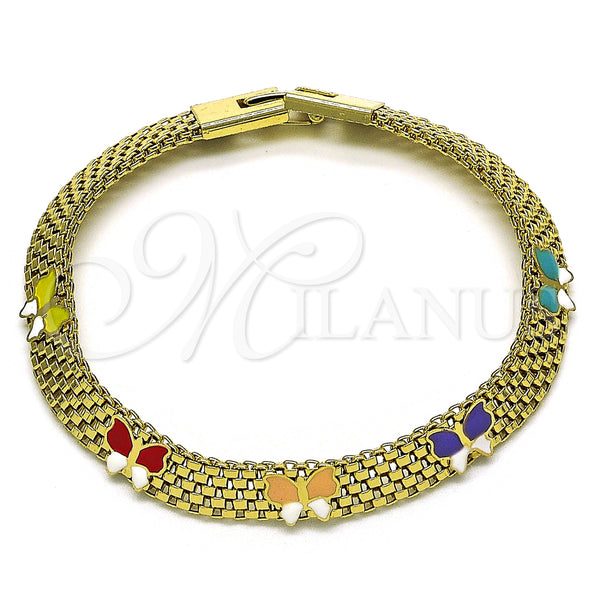 Gold Filled Bracelet — Fancy Bracelet Butterfly and Bismark Design Multicolor Enamel — main product view — SKU 154272 | Oro Laminado brazalete — elegante Bracelet Butterfly and Bismark diseño Multicolor Enamel — SKU 154272