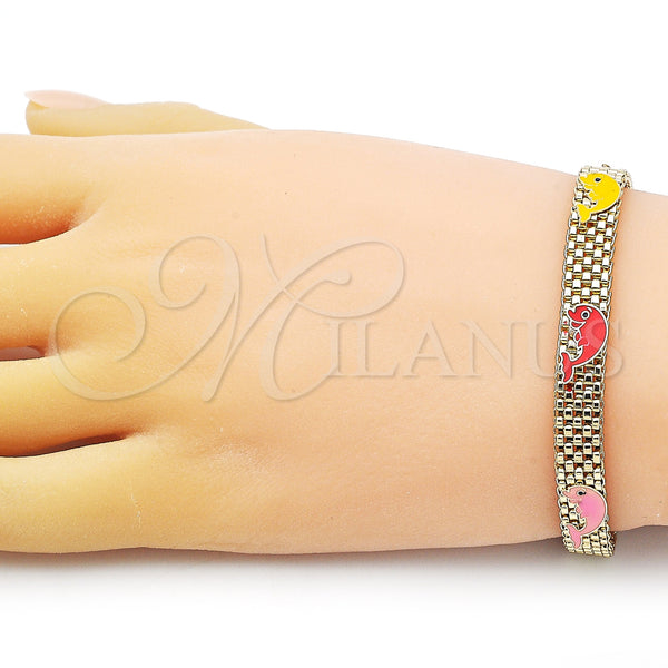 Gold Filled Bracelet — Fancy Bracelet Dolphin and Bismark Design Multicolor Enamel — alternate product view — SKU 154273 | Oro Laminado brazalete — elegante Bracelet Dolphin and Bismark diseño Multicolor Enamel — SKU 154273