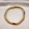 Oro Laminado Fancy Bracelet, Gold Filled Style Dolphin and Bismark Design, Multicolor Enamel Finish, Golden Finish, 03.331.0217.08 (08 MM Thickness, 8 Inches Length)