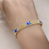 Oro Laminado Fancy Bracelet, Gold Filled Style Elephant and Bismark Design, Blue Enamel Finish, Golden Finish, 03.331.0218.08 (08 MM Thickness, 8 Inches Length)