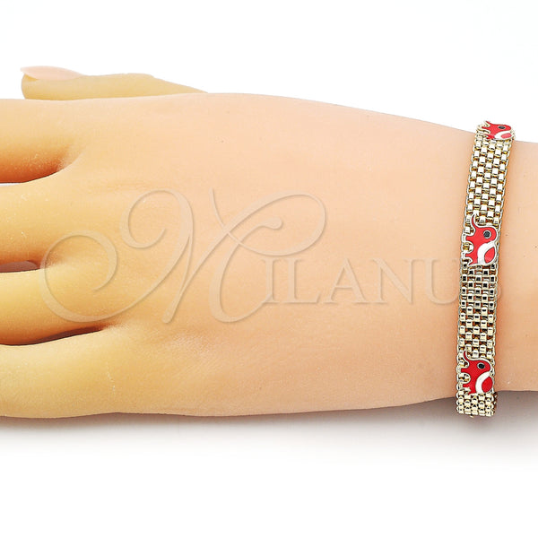 Gold Filled Bracelet — Fancy Bracelet Elephant and Bismark Design Red Enamel — alternate product view — SKU 154275 | Oro Laminado brazalete — elegante Bracelet Elephant and Bismark diseño Red Enamel — SKU 154275