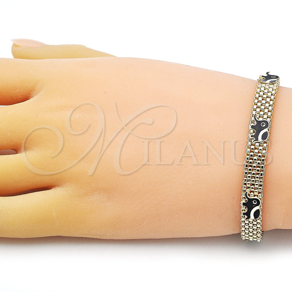 Gold Filled Bracelet — Fancy Bracelet Elephant and Bismark Design Black Enamel — alternate product view — SKU 154276 | Oro Laminado brazalete — elegante Bracelet Elephant and Bismark diseño negro Enamel — SKU 154276