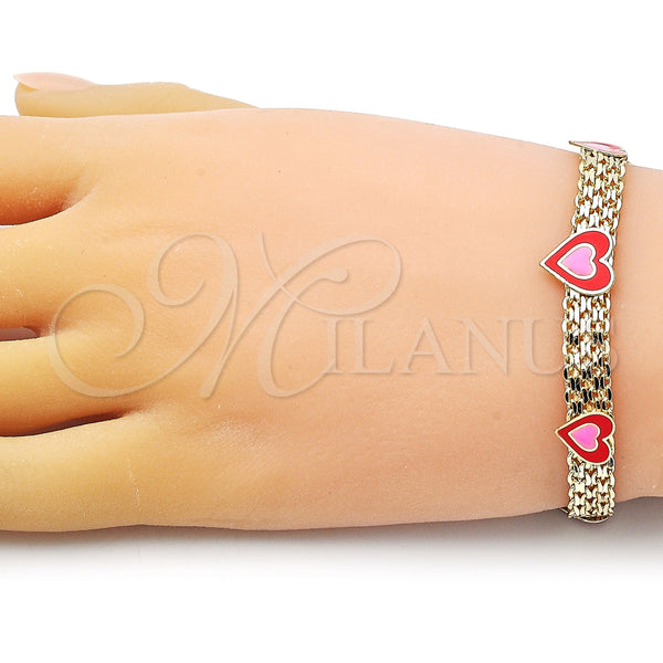 Gold Filled Bracelet — Fancy Bracelet Heart and Bismark Design Red Enamel — alternate product view — SKU 154278 | Oro Laminado brazalete — elegante Bracelet corazón and Bismark diseño Red Enamel — SKU 154278