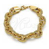 Oro Laminado Fancy Bracelet, Gold Filled Style Rolo Design, Diamond Cutting Finish, Golden Finish, 03.331.0221.09 (13 MM Thickness, 9 Inches Length)