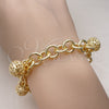 Oro Laminado Charm Bracelet, Gold Filled Style Rolo Design, Polished, Golden Finish, 03.331.0223.08 (10 MM Thickness, 8 Inches Length)